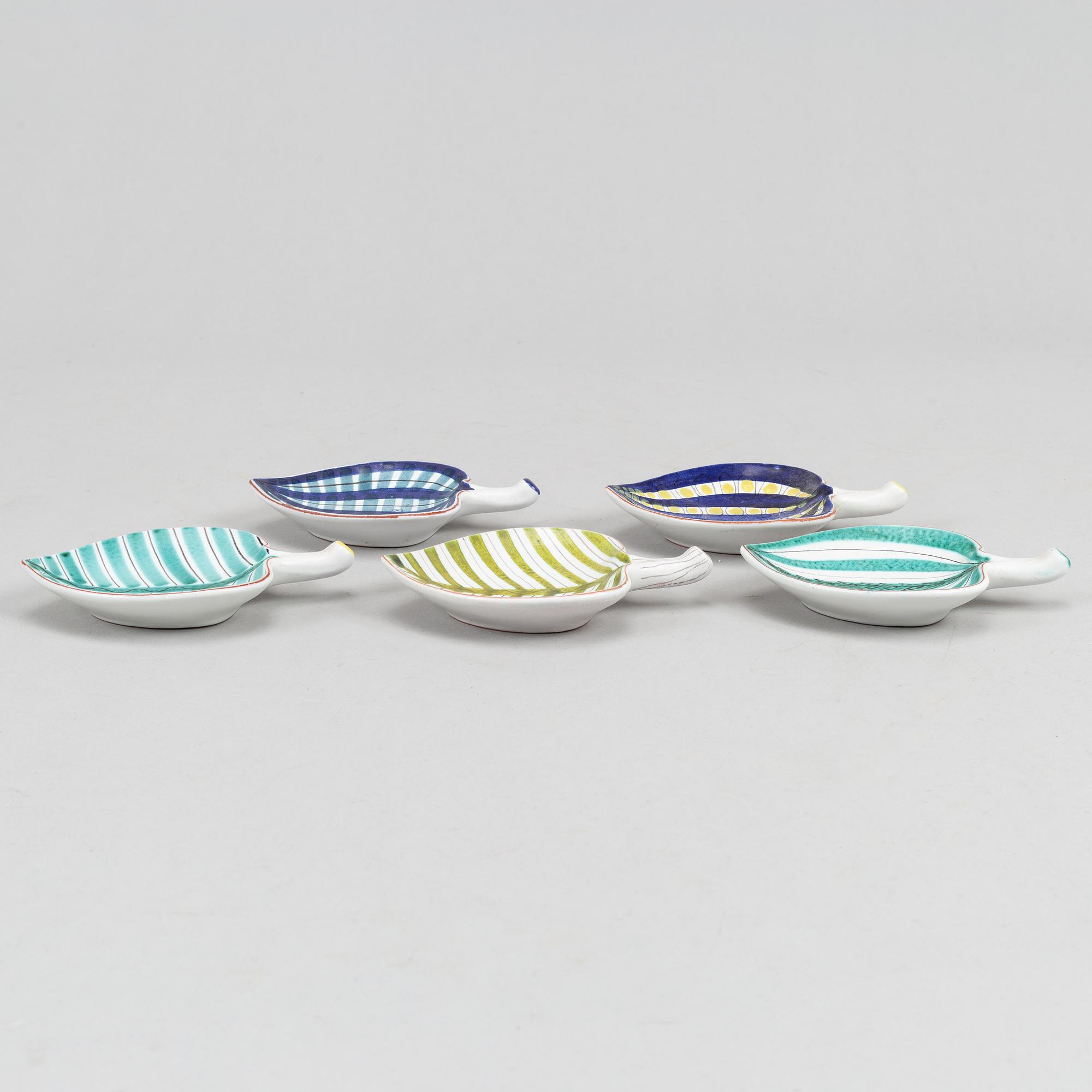 Stig Lindberg, five earthenware dishes, Gustavsberg studio.
