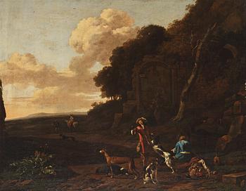 477. Abraham Jansz. Begeyn, A landscape with hunting companions.