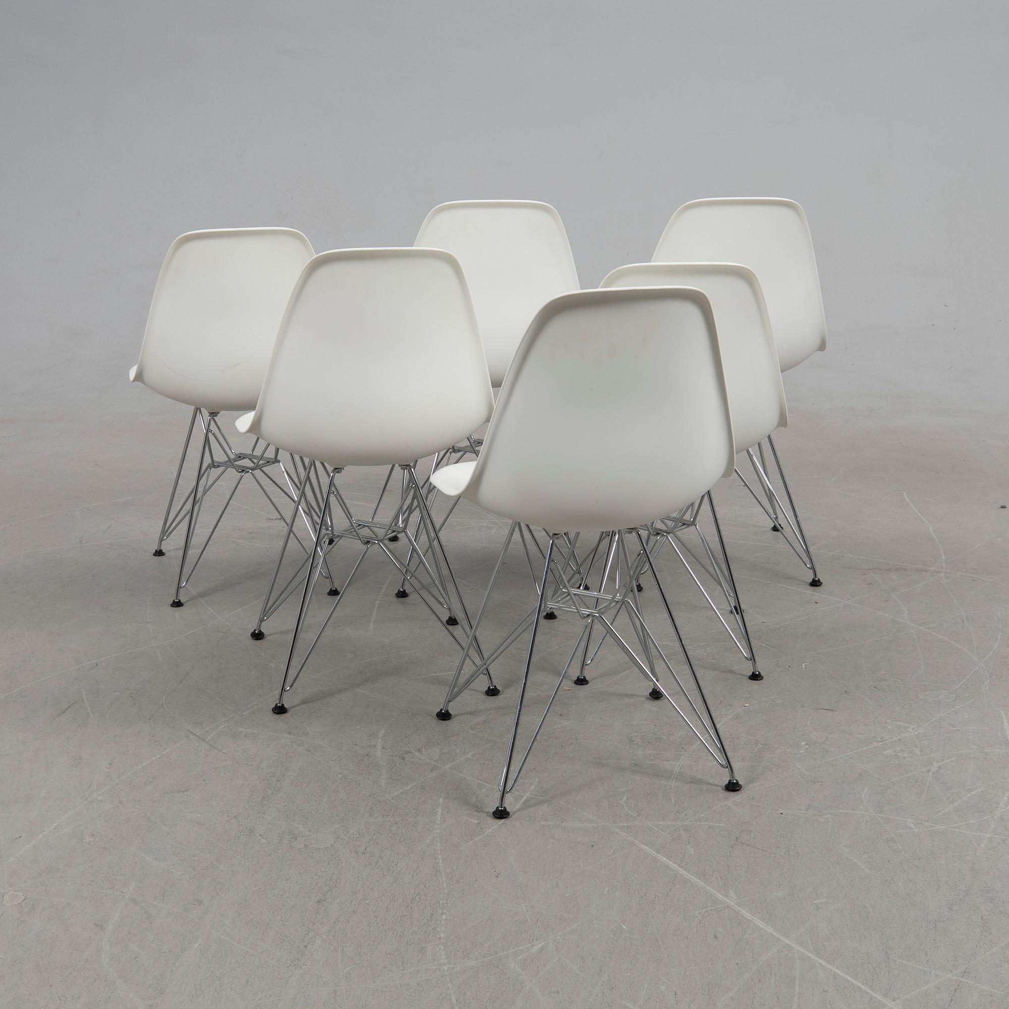 Charles & Ray Eames, chairs, 6 pcs, "Plastic chair DSR", Vitra, 2016.