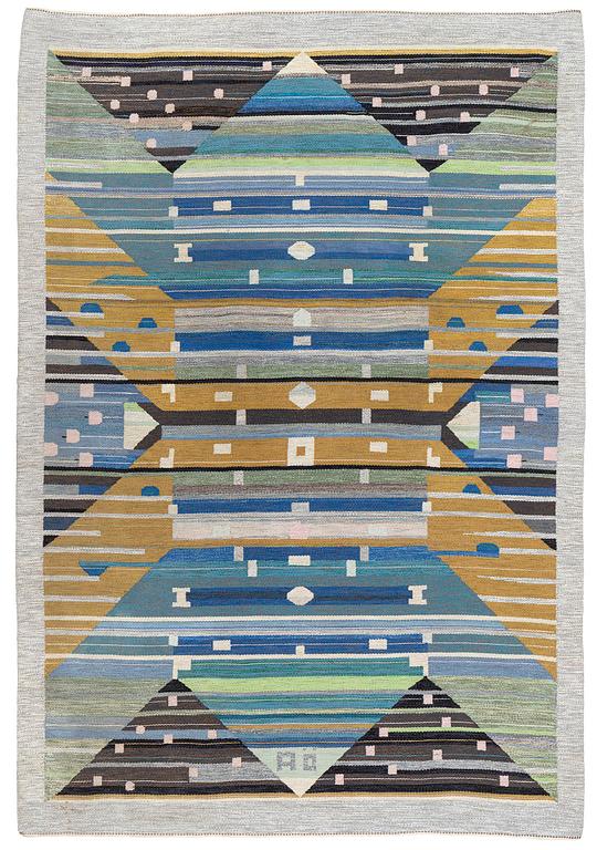 Agda Österberg, a carpet. 'Matta 232' or a variant of it, flat and tapestry weave, c. 352 x 240 cm, signed AÖ.