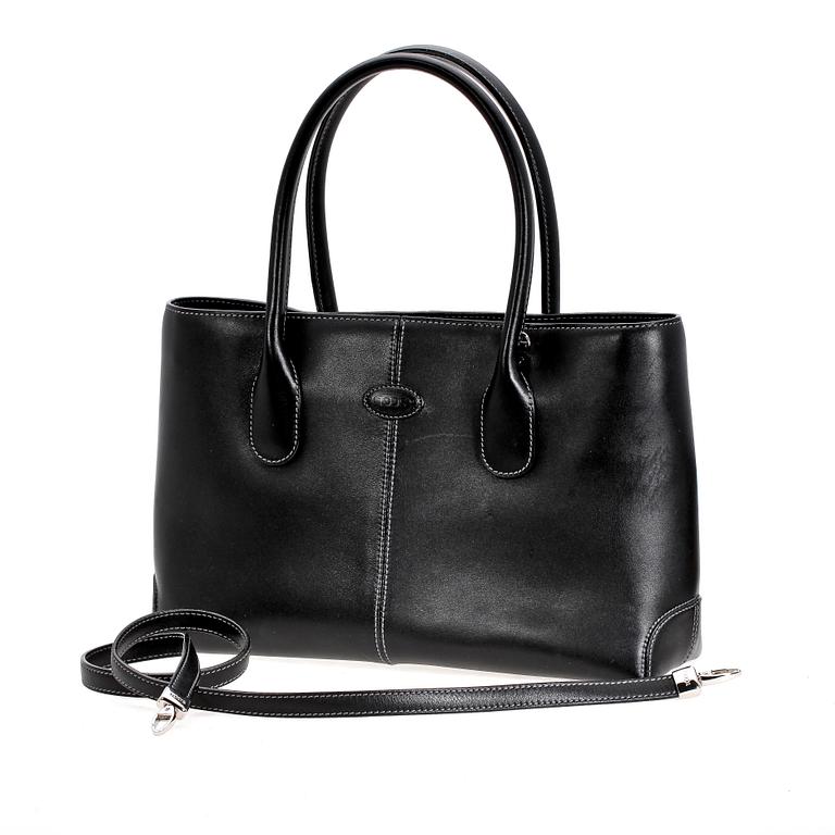 A black leather handbag by Tod's.