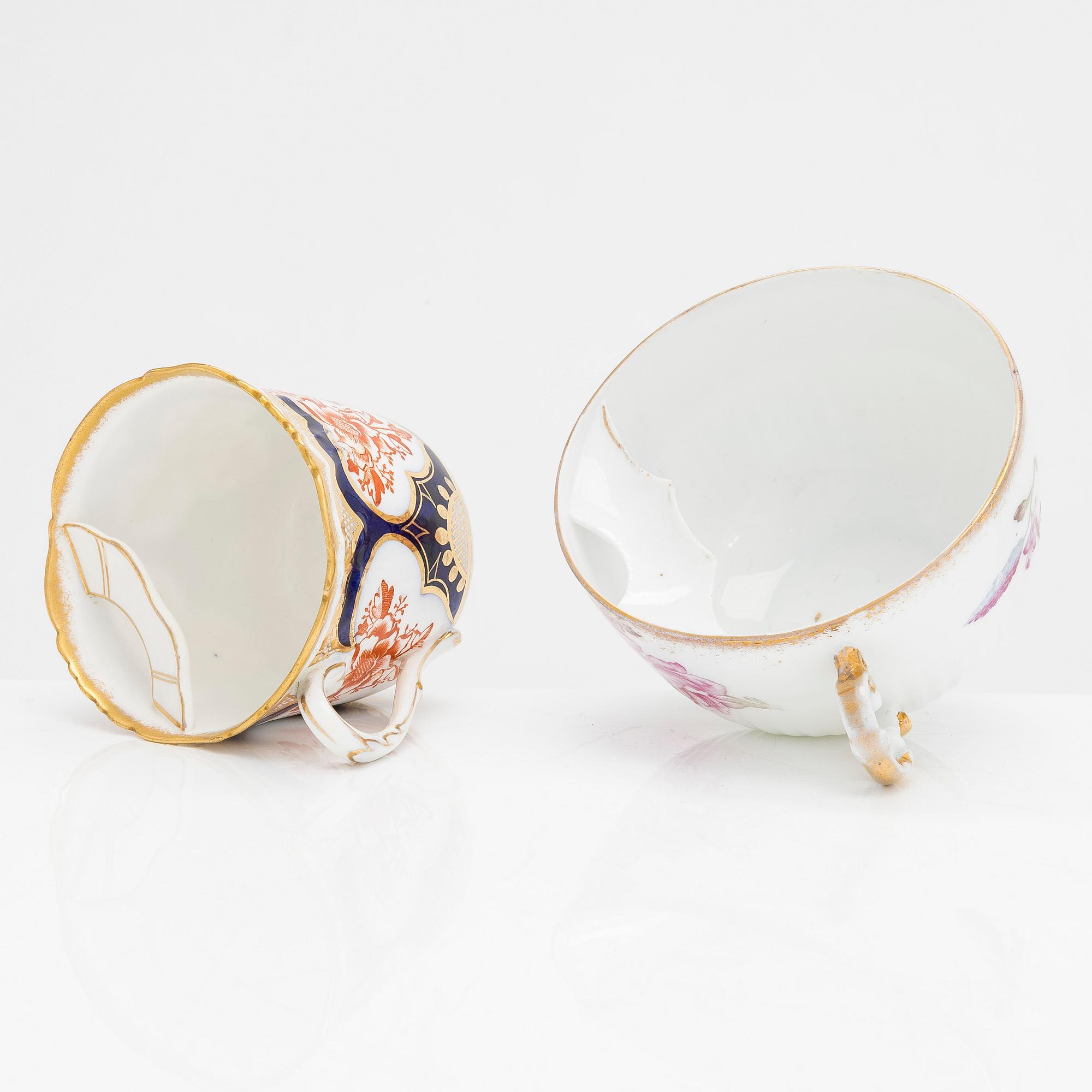 Mustaschkoppar, 24 par, porslin, bla England och Tyskland, 1800 och 1900-tal.