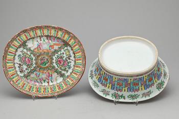 GALLERSKÅL med FAT, porslin, Kina, Kanton, 1800-/1900-tal.