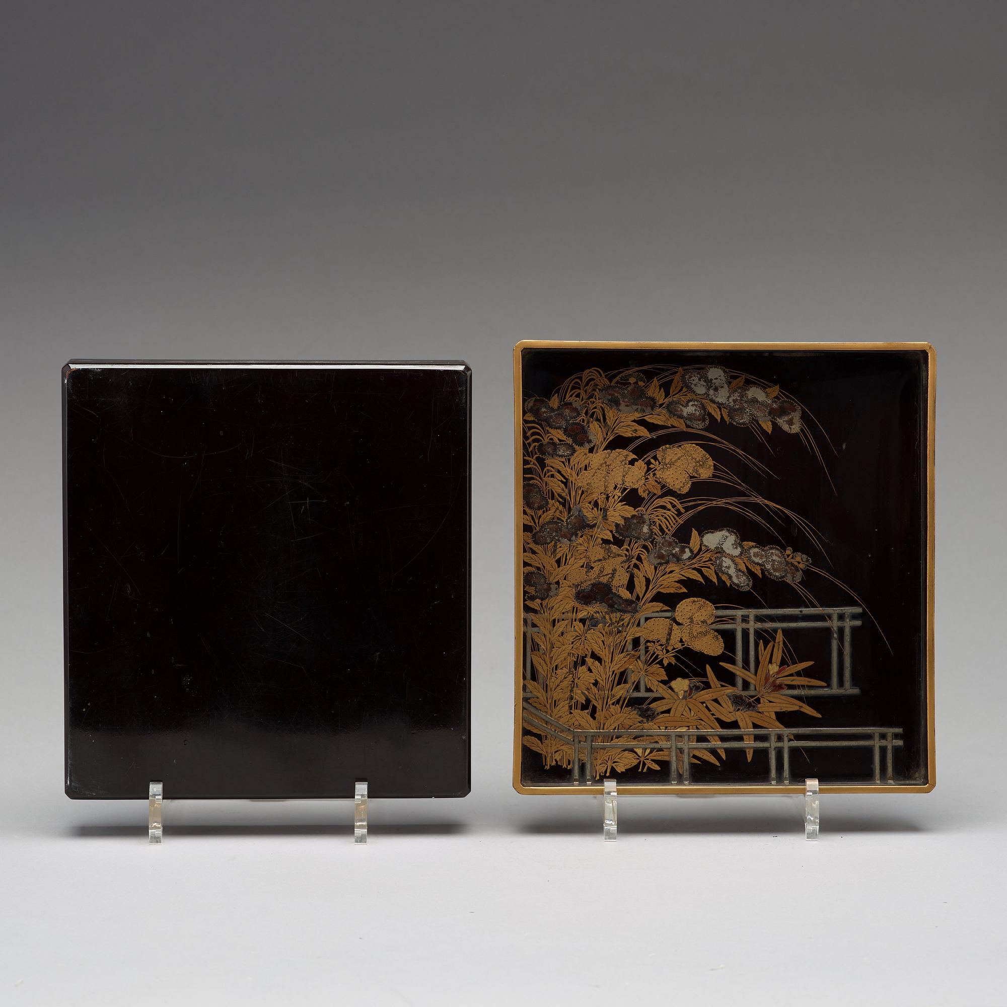 SKRIVSET s.k. SUZURIBAKO, lack och pärlemor. Japan, 1700-tal.