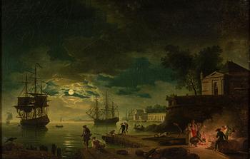 CLAUDE JOSEPH VERNET, efter. Påmålat tryck fäst på pannå 48 x 68 cm.