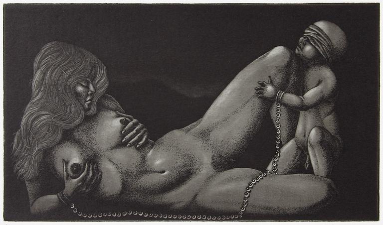 JÖRGEN BOBERG, mapp med 7 st, etsningar, sign o numr 6/130. 1979.