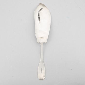John Edwards III, fiskserveringsspade, silver, London 1801.