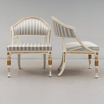 KARMSTOLAR, 1 par, sengustaviansk stil, 1900-talets första hälft.