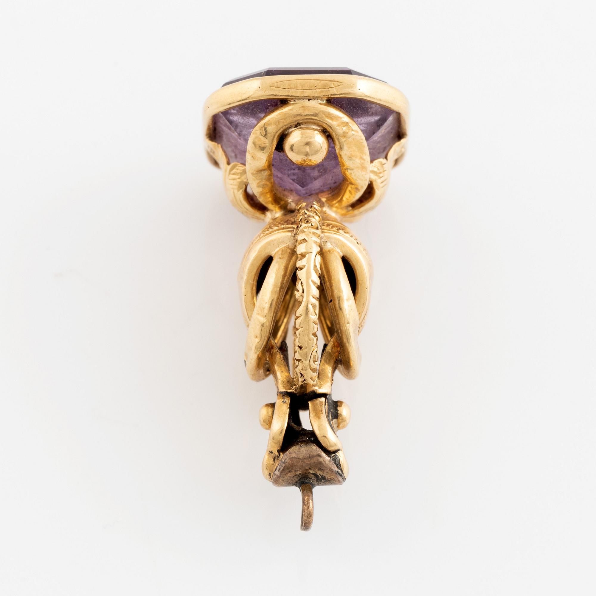 Sigill, guld med ametist, 1800-tal,