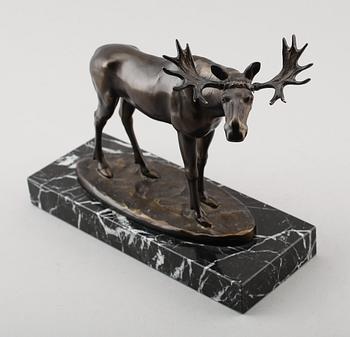 SKULPTUR, brons, älg, 1900-talets mitt.
