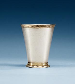 845. A SWEDISH PARCEL-GILT BEAKER, Makers mark of Johan Lorenz Starin, Stockholm 1738.