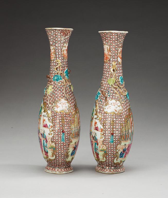 A pair of famille rose vases, Qing dynasty, Qianlong (1736-95).