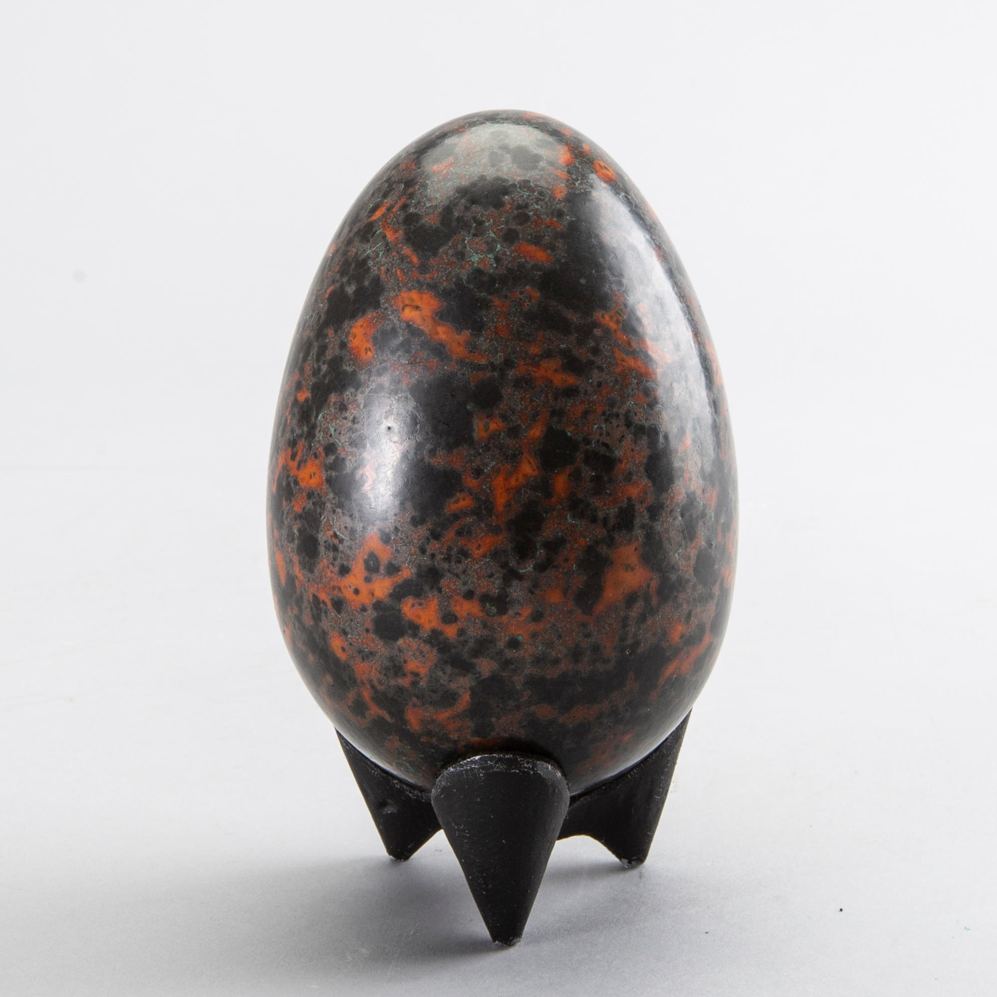 HANS HEDBERG, a faience sculpture in shape of an egg, Biot, France.