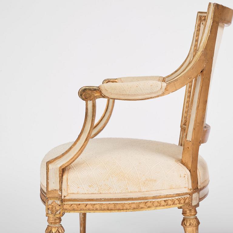 A pair of late Gustavian open armchairs by J. E. Höglander (master in Stockholm 1777-1813).