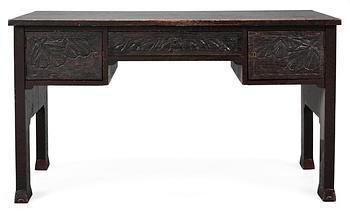 A Swedish black lacquered Art Noveau oak desk.