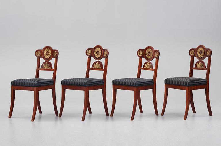 Four Swedish Empire chairs, 1820-30's.