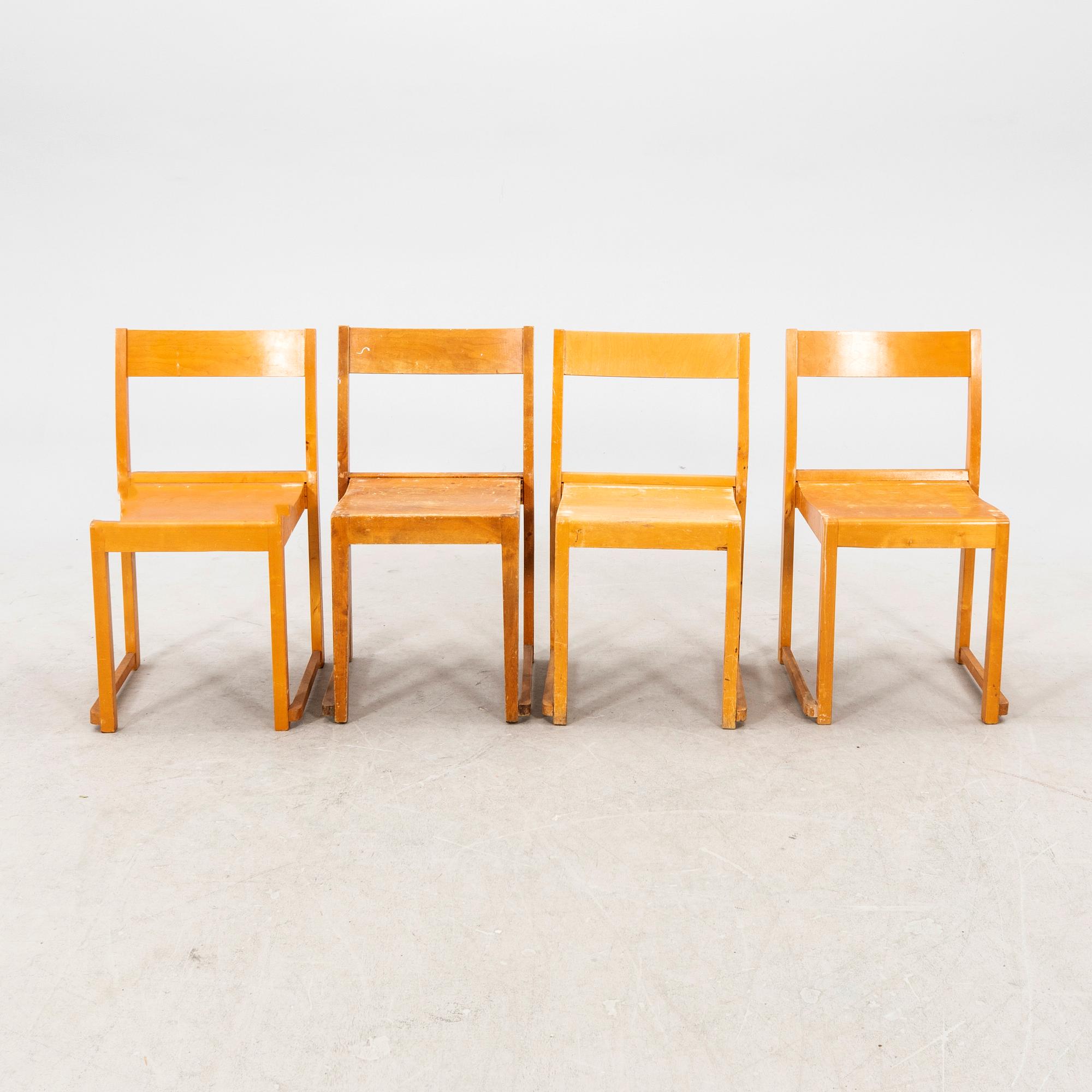 Sven Markelius, chairs, 8 pieces, "Orkesterstolen", mid/second half of the 20th century.