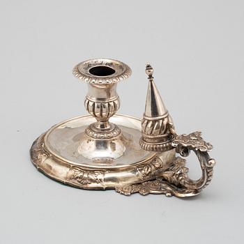 A SILVER NIGHT LIGHT HOLDER, rococo style, second half of the 19th century.
