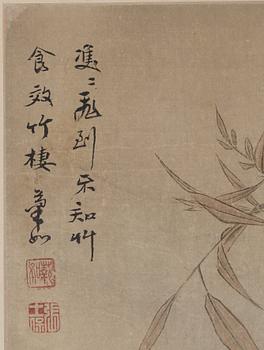 A watercolour and ink on paper signed  张士宝 Zhang Shibao (1805-1878).