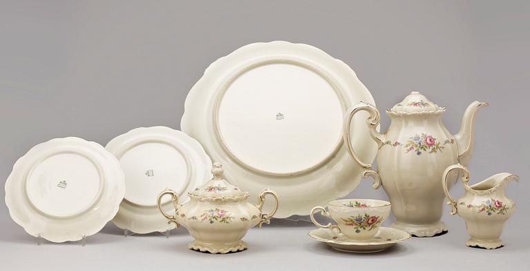 KAFFESERVIS, 39 delar, porslin, Pompadour, Rosenthal, 1900-talets mitt.