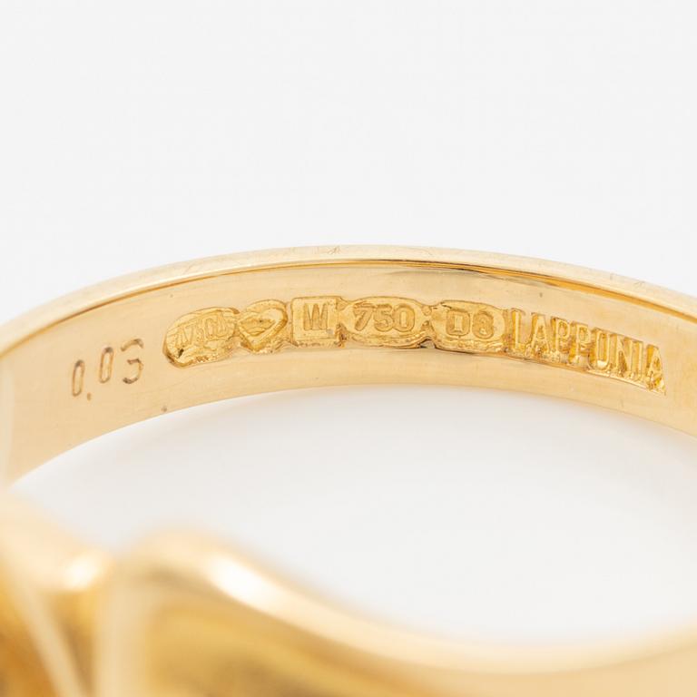 Lapponia, ring 18K gold set with a round brilliant-cut diamond, Finland 1981.