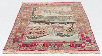 Carpet, figural. approx. 200 x 140 cm.