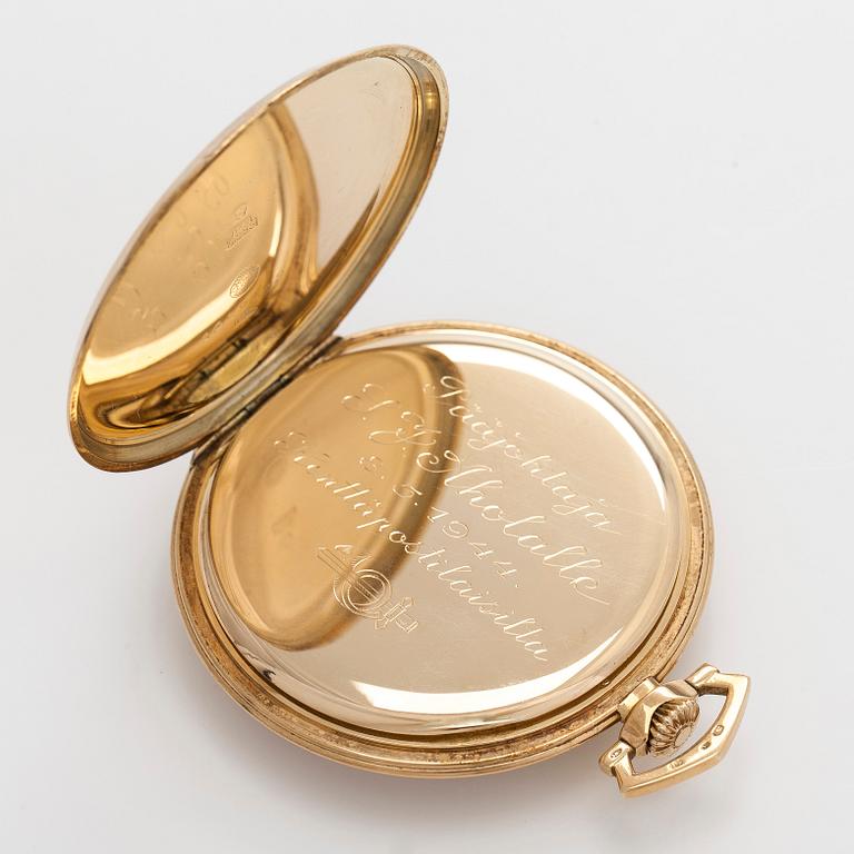 International Watch Co. (IWC), pocket watch, 50 mm, 14K gold, lever escapement.
