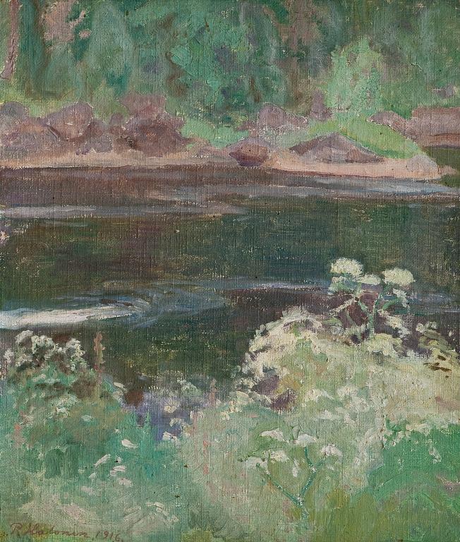 Pekka Halonen, "SOMMARBLOMMOR VID STRÖMMEN".