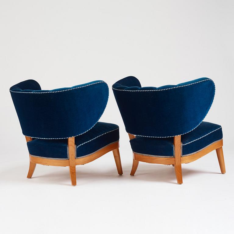 Otto Schulz, a pair of Swedish Modern easy chairs, Boet, Sweden 1940s.