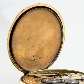 CN Svensson, Norrköping, pocket watch, 18K gold, hunter case, 53 mm.