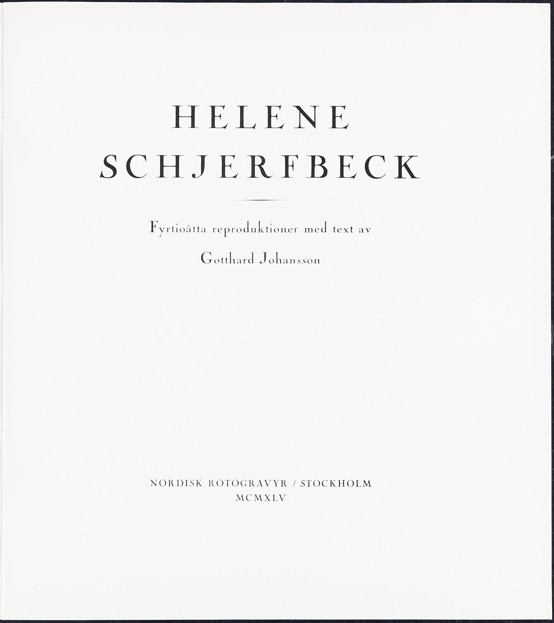 HELENE SCHJERFBECK, portfolio with 48 black and white reproductions, Stockholm 1945.