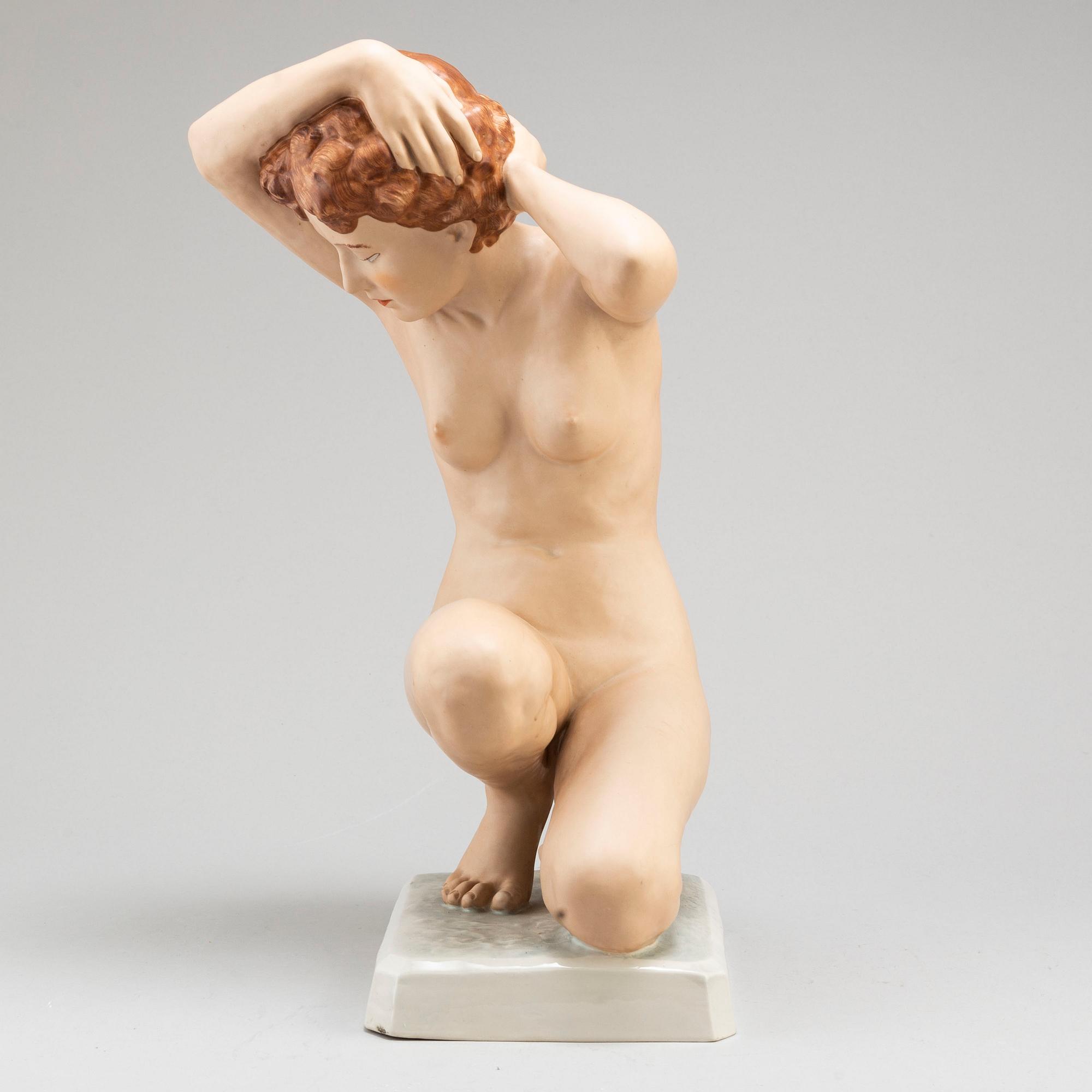 ELLY STROHBACH-KÖNIG, a porcelain sculpture, Royal Dux mid 20th century.