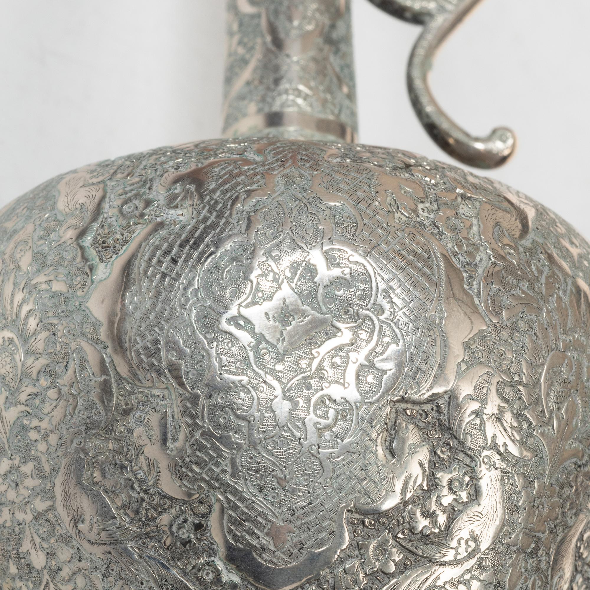 Kanna, silver, persisk, 1900-talest första hälft. Totalvikt 266 gam.