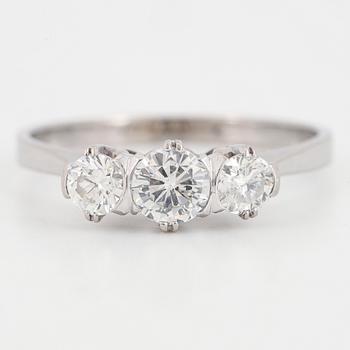 A brilliant cut diamond ring.