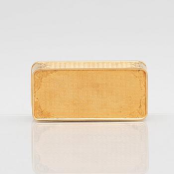 An 18K gold box, makers mark Gustaf Möllenborg, Stockholm 1843.