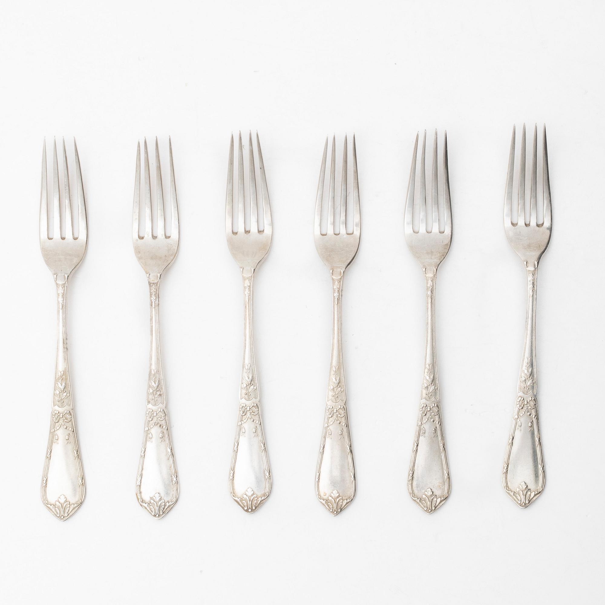 Bordsgafflar, 6 st, silver, Moskva, Ryssland 1908-26.