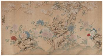 Jiang Tingxi (1669-1732), efter. Rullmålning/tapet, tusch och färg på papper. Qingdynastin.