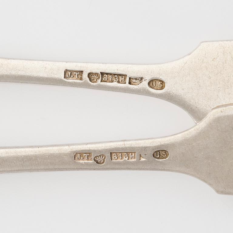 A twelve-piece silver fish cutlery, set, maker's mark of Juho Tepponen oy, Helsinki 1925.