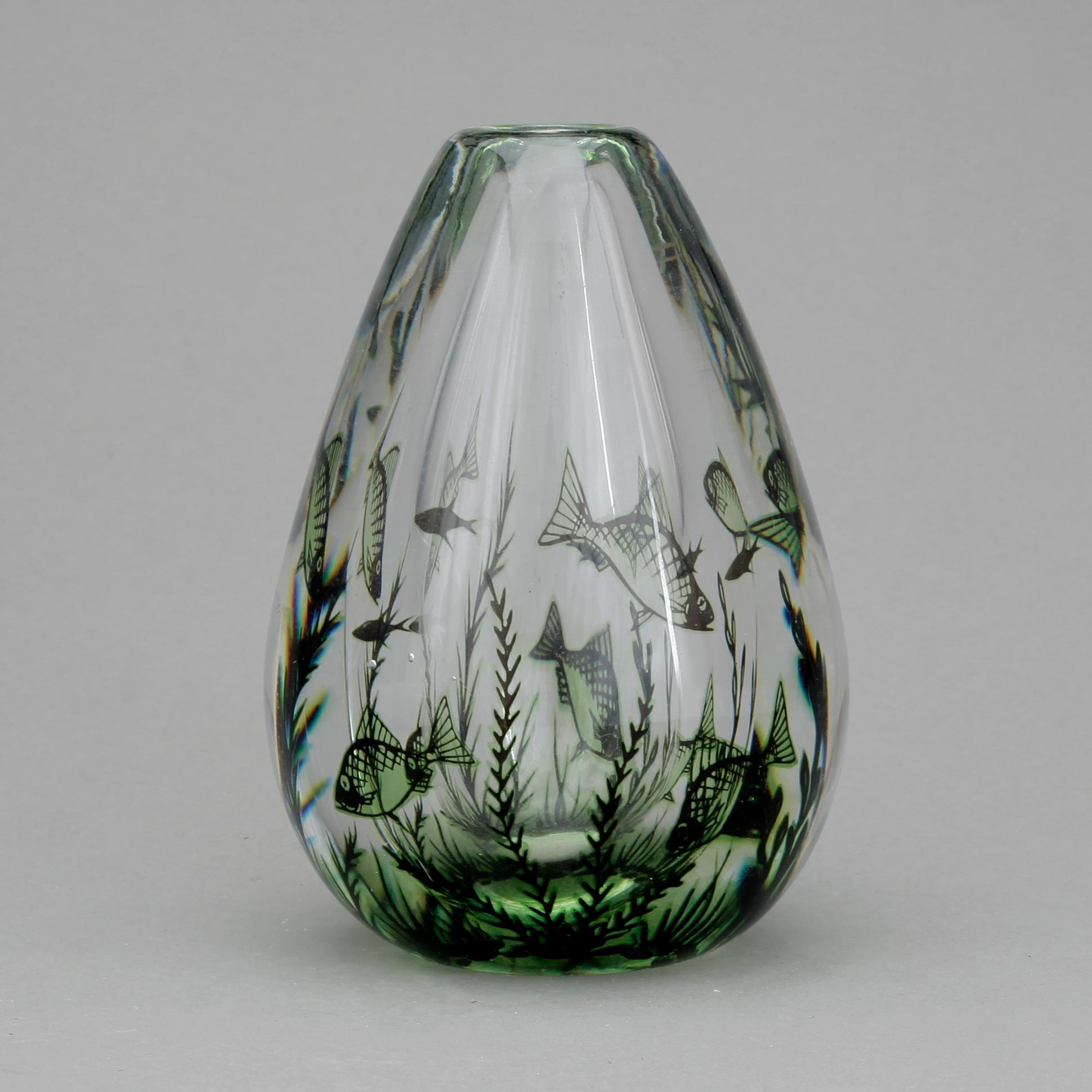 VAS, glas, "Fiskgraal", Edward Hald, Orrefors.