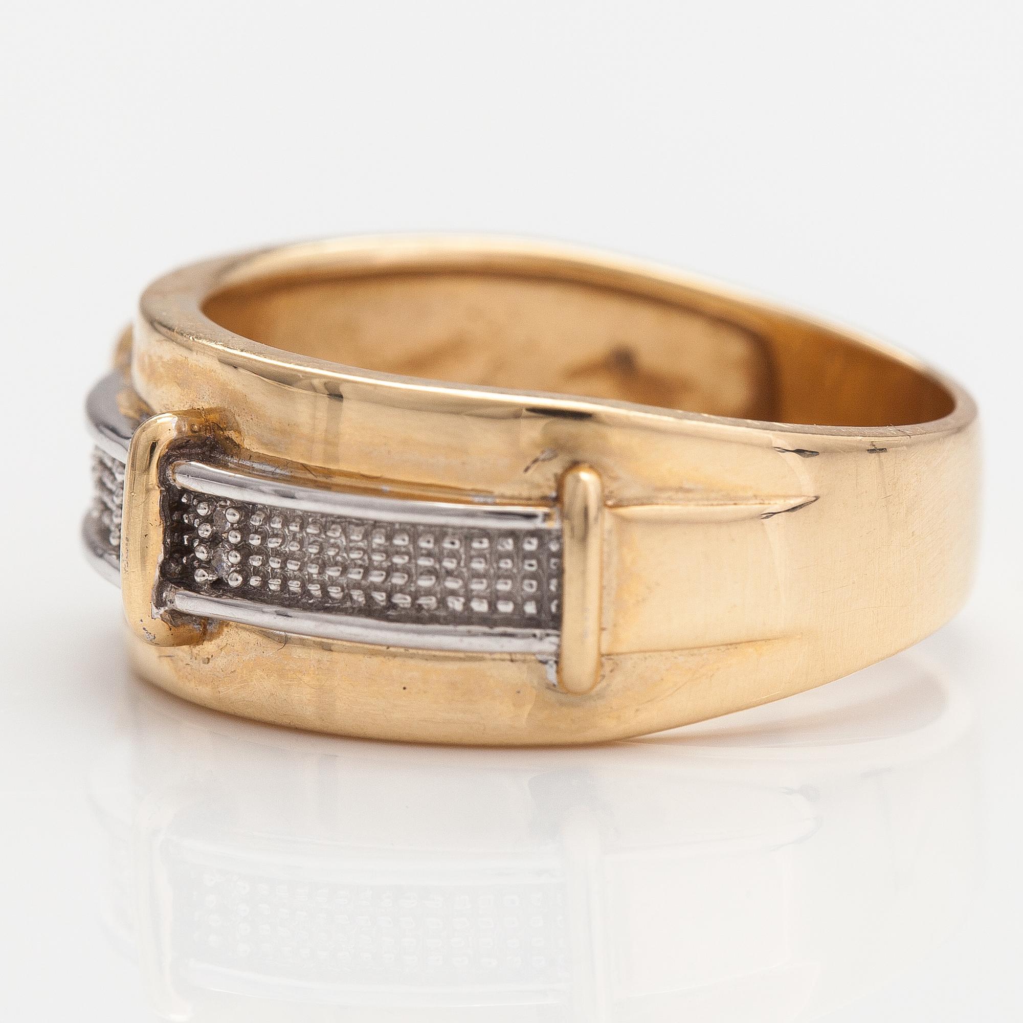 Ring, 14K guld, diamanter ca. 0.05 ct tot.
