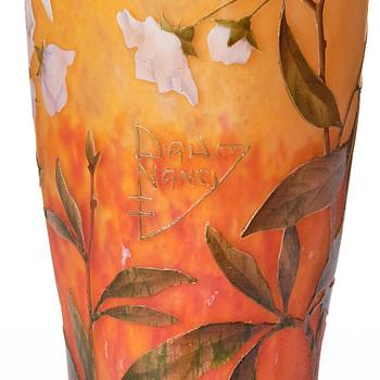 Daum, an Art Nouveau etched and enamel painted cameo glass vase, Nancy, France.