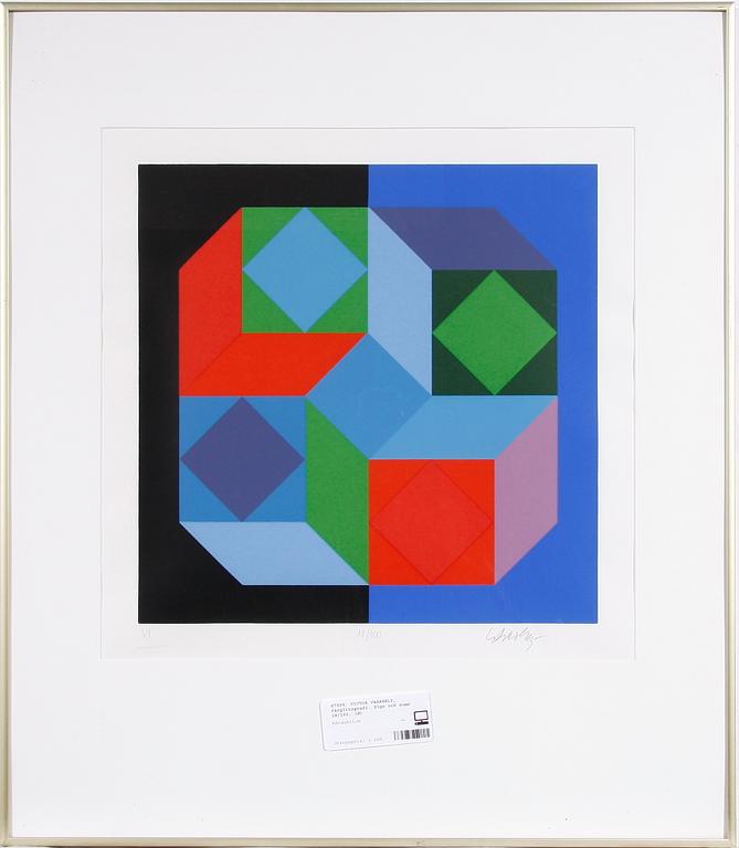 VICTOR VASARELY, färglitografi. Sign och numr 18/100.