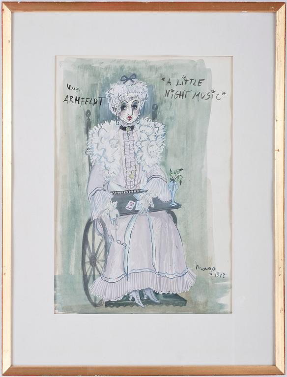 MAX GOLDSTEIN, kostymteckningar, 9 st, flertalet sign o dat 1980.