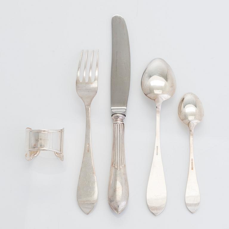 Cutlery set for 6 persons, 30 pieces, silver, "Empire" and "Chippendale", Finnish hallmarks, 1986-1994.