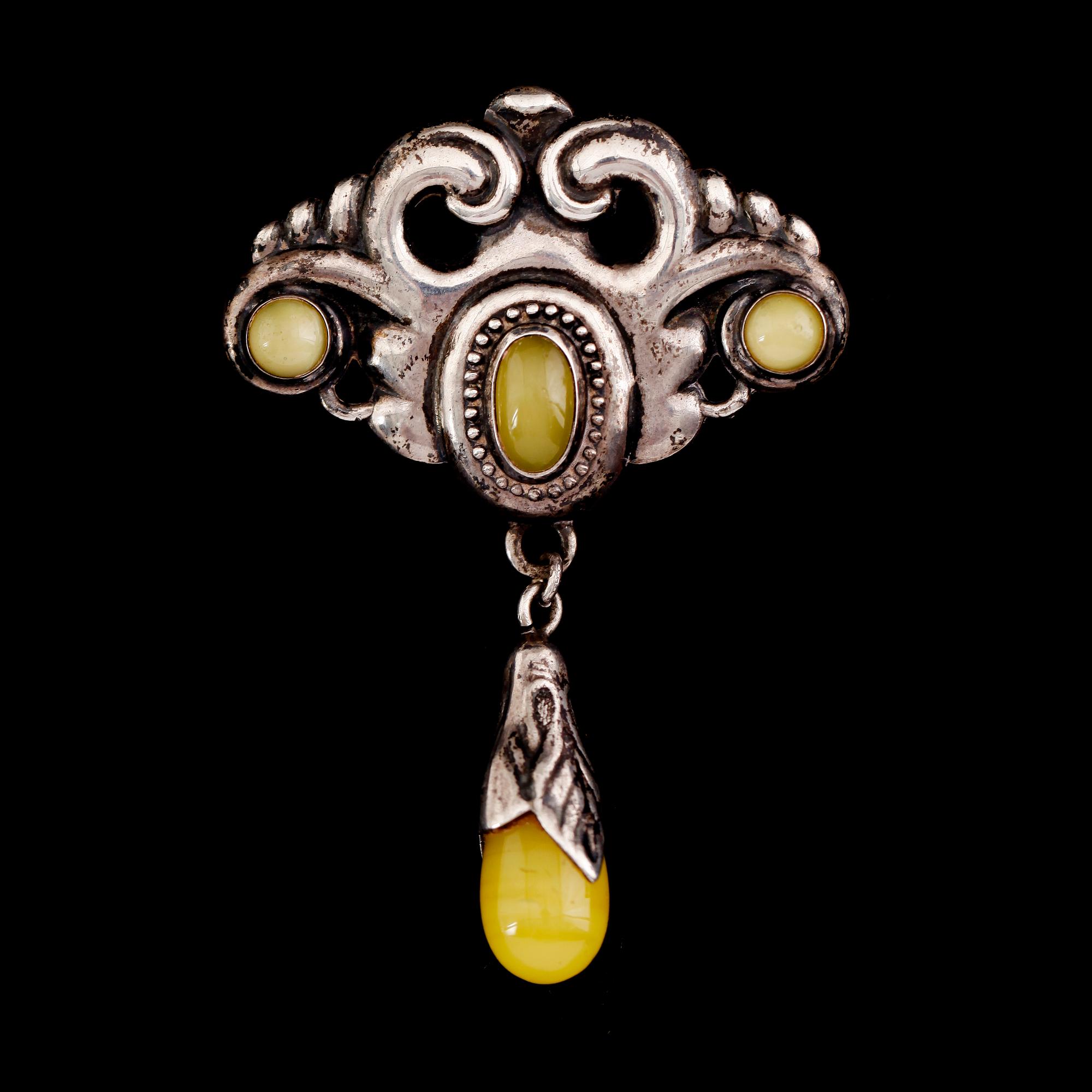 BROSCH, silver, jugend, Clement Berg, Oslo omkring år 1900.