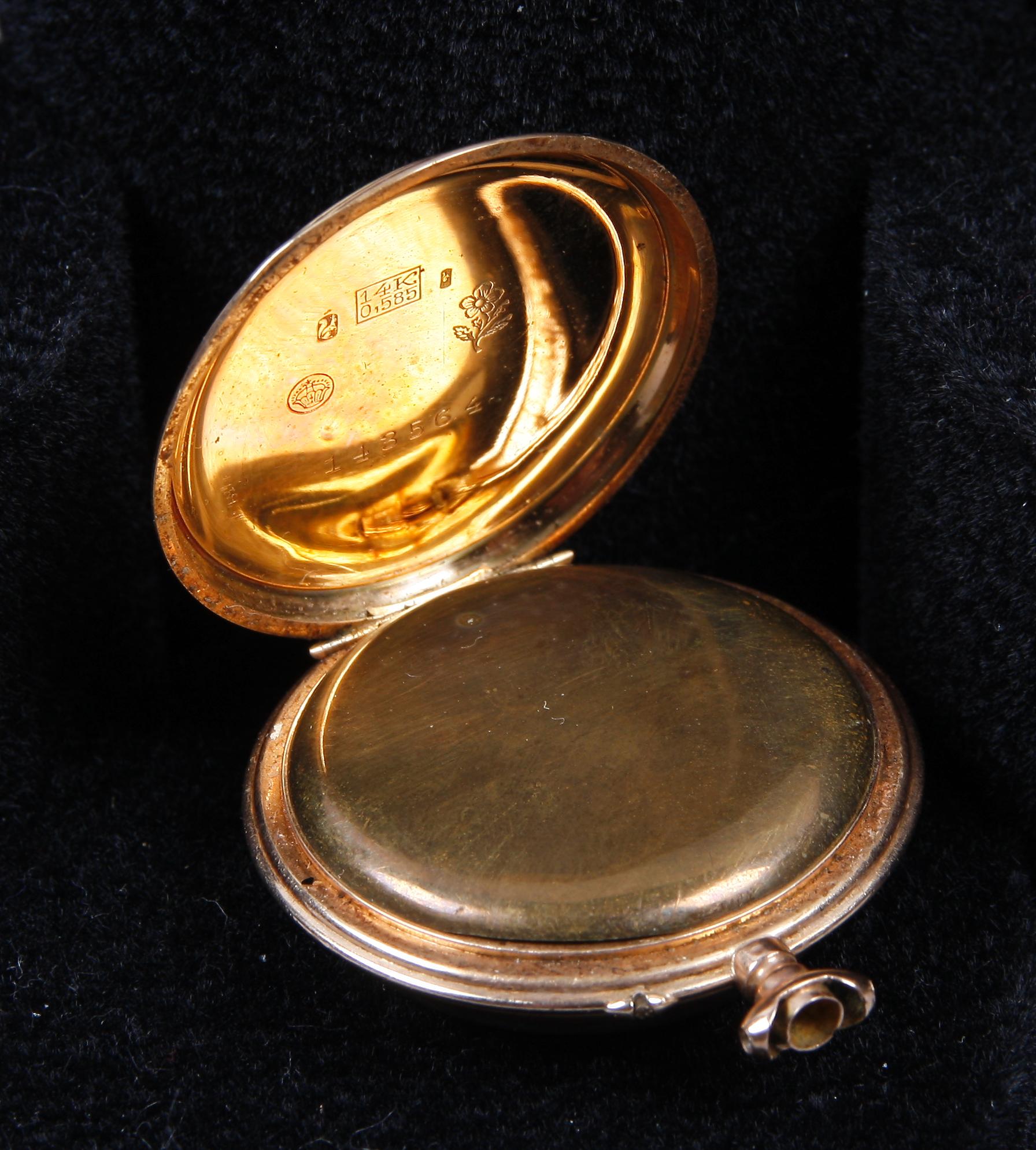 DAMFICKUR, guld, 14K, tidigt 1900-tal.