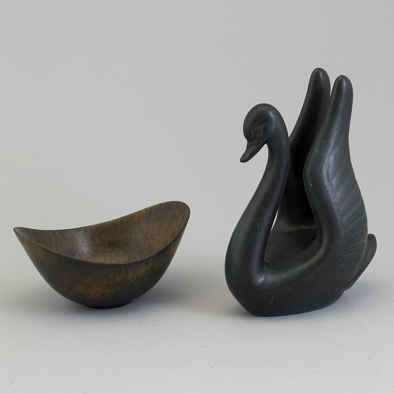 A figurine and bowl by Gunnar Nylund, Rörstrand.