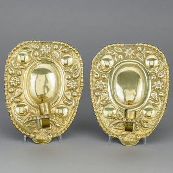 LJUSPLÅTAR, ett par, barockstil, 1800-tal.