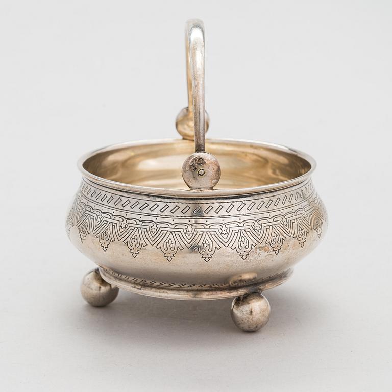 A Russian Pan-Slavic silver sugar bowl, maker's mark of Alexander Fuld, Moscow 1884.