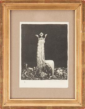 JOHN BAUER, litografi, 1915, signerad JB i trycket, numrerad 9 samt signerad John Bauer med blyerts.